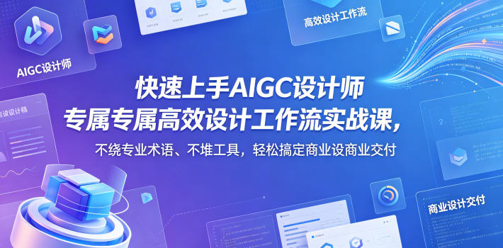 快速上手AIGC设计师专属高效设计工作流实战课,不绕专业术语、不堆工具,轻松搞定商业设计交付