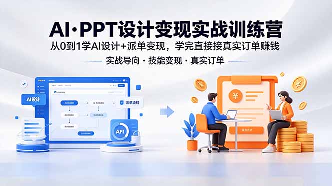 AI·PPT设计变现实战训练营,从0到1学AI设计+派单变现,学完直接接真实订单赚钱-云网创
