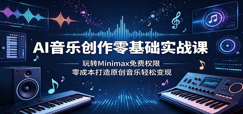 AI音乐创作零基础实战课:玩转Minimax免费权限,零成本打造原创音乐轻松变现-云网创