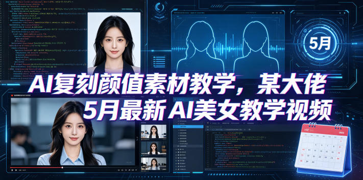 AI复刻颜值素材教学,某大佬5月最新AI美女教学视频,内含4月好物复刻教学-云网创