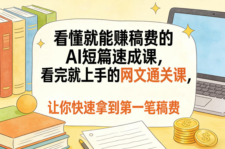 看懂就能賺稿费的AI短篇速成课,看完就上手的网文通关课,让你快速拿到第一笔稿费(更新5月)-云网创