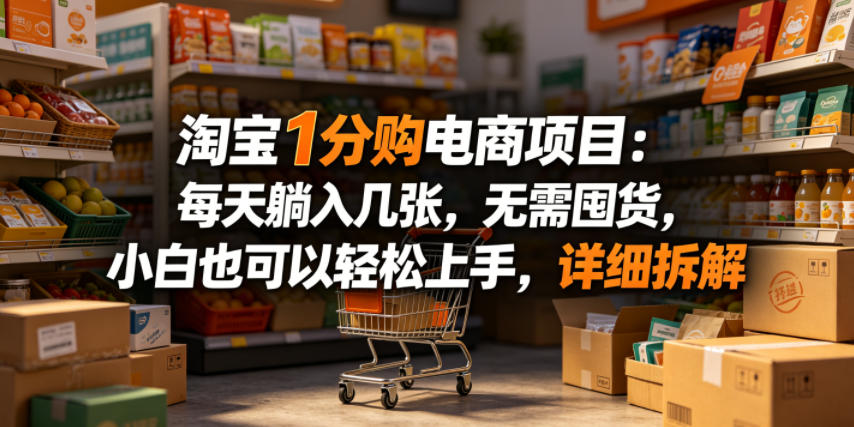 淘宝1分购电商项目:每天躺入几张,无需囤货,小白也可以轻松上手,详细拆解-云网创