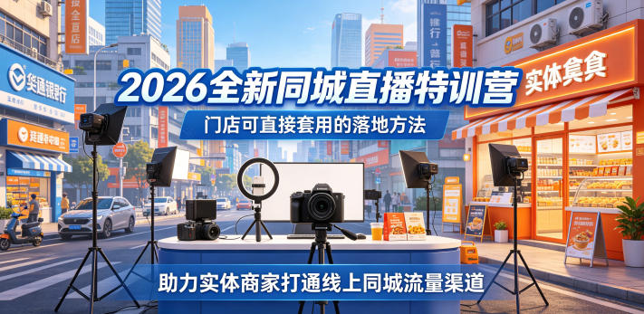 2026全新同城直播特训营,门店可直接套用的落地方法,助力实体商家打通线上同城流量渠道-云网创