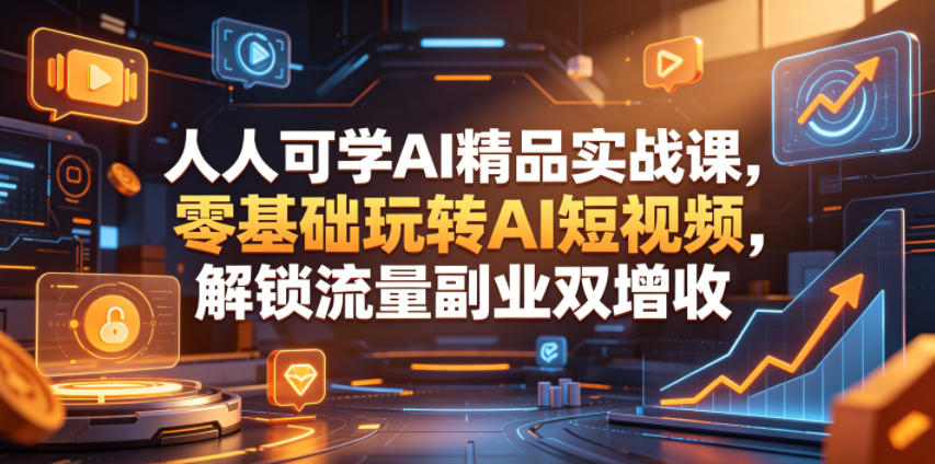 人人可学AI精品实战课,零基础玩转AI短视频,解锁流量副业双增收-云网创