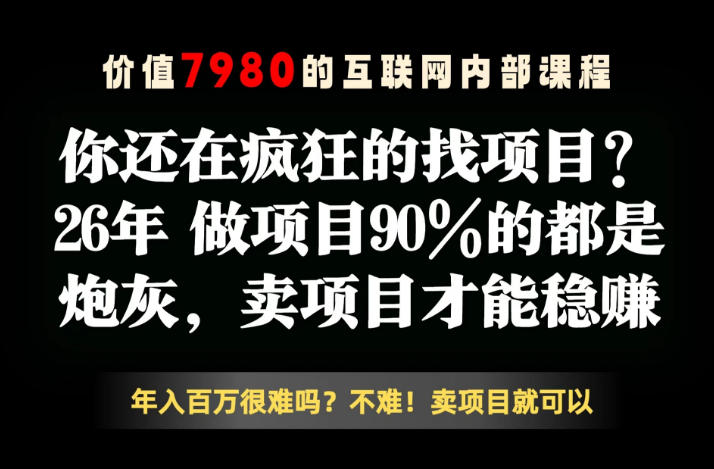 26年请不要疯狂的找项目了,卖项目远比你想象的暴利,你也可以月入10W+【揭秘】-云网创