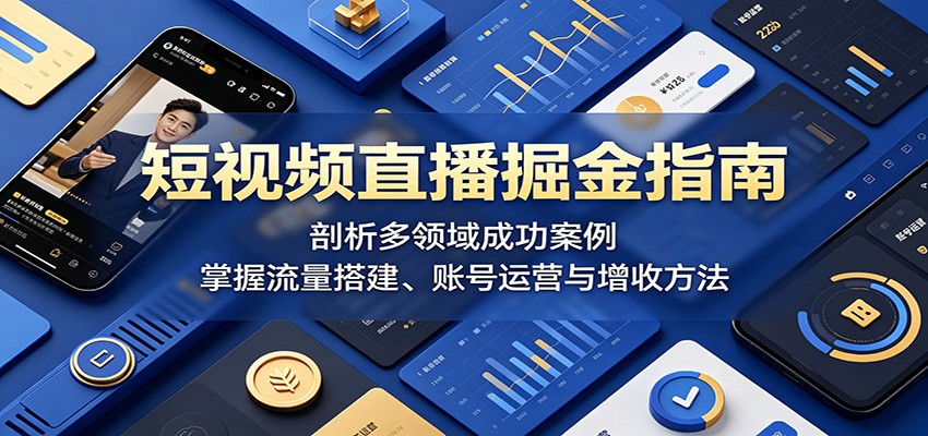 短视频直播掘金指南：剖析多领域成功案例，掌握流量搭建、账号运营与增收方法-云网创