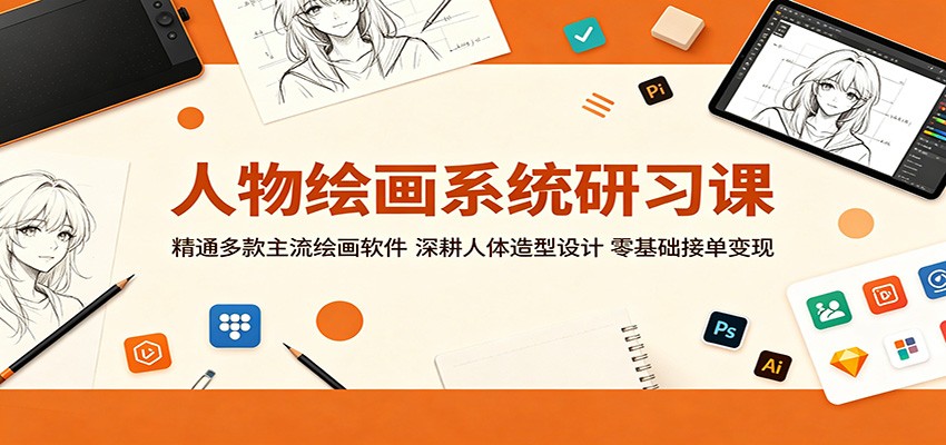 人物绘画系统研习课:精通多款主流绘画软件,深耕人体造型设计,零基础接单变现-云网创