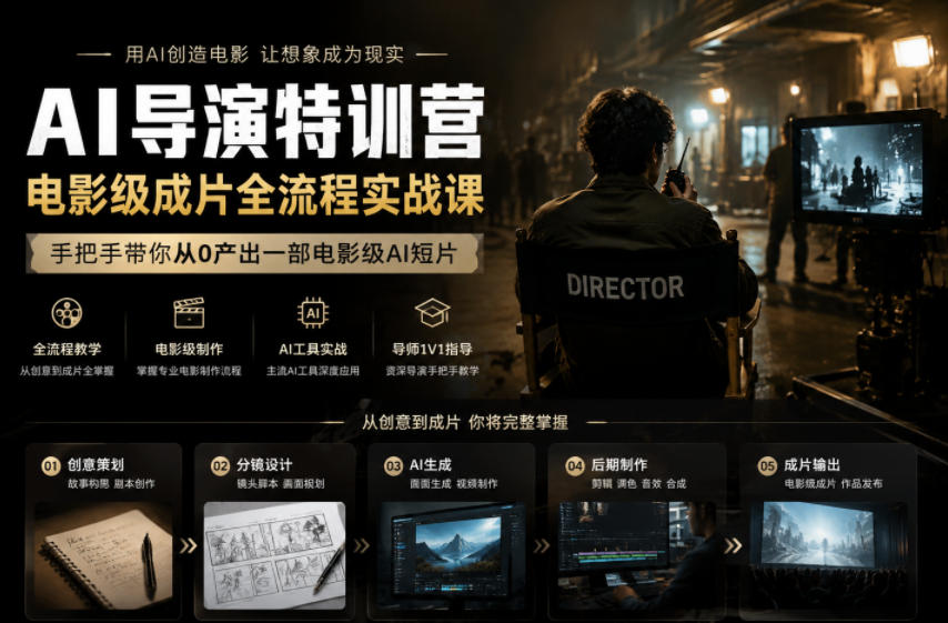 AI导演特训营，电影级成片全流程实战课，手把手带你从0产出一部电影级AI短片-云网创