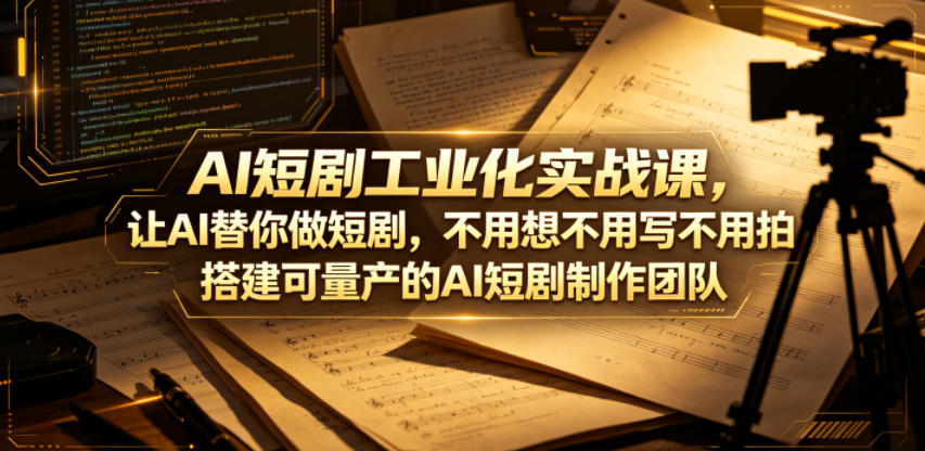 AI短剧工业化实战课,让AI替你做短剧,不用想不用写不用拍,搭建可量产的AI短剧制作团队-云网创