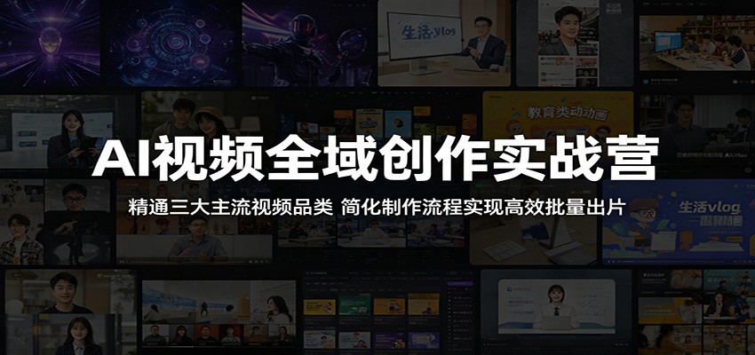 AI视频全域创作实战营:精通三大主流视频品类,简化制作流程实现高效批量出片-云网创