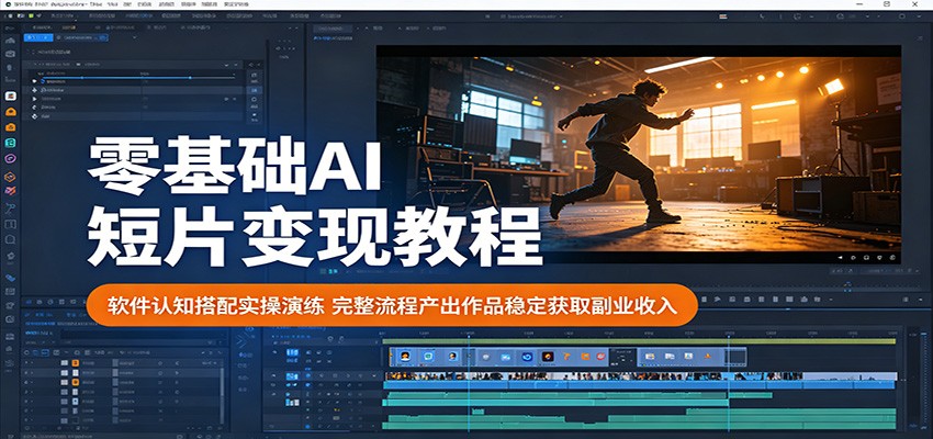 零基础AI短片变现教程：软件认知搭配实操演练，完整流程产出作品稳定获取副业收入-云网创