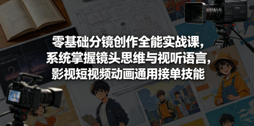 零基础分镜创作全能实战课,系统掌握镜头思维与视听语言,影视短视频动画通用接单技能