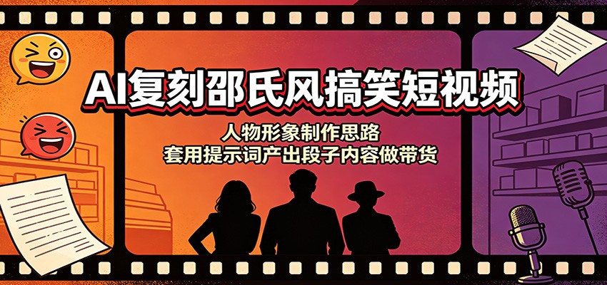 AI复刻邵氏风搞笑短视频：人物形象制作思路，套用提示词产出段子内容做带货-云网创