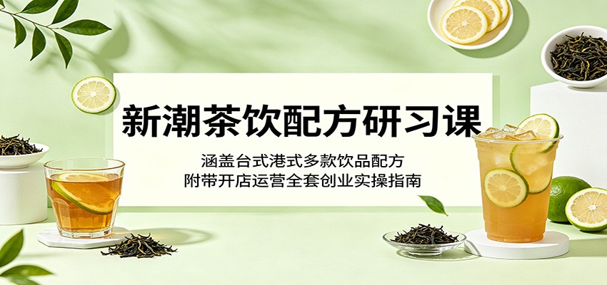 新潮茶饮配方研习课:涵盖台式港式多款饮品配方,附带开店运营全套创业实操指南-云网创