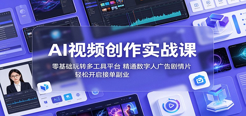 AI视频创作实战课：零基础玩转多工具平台，精通数字人广告、剧情片，轻松开启接单副业-云网创