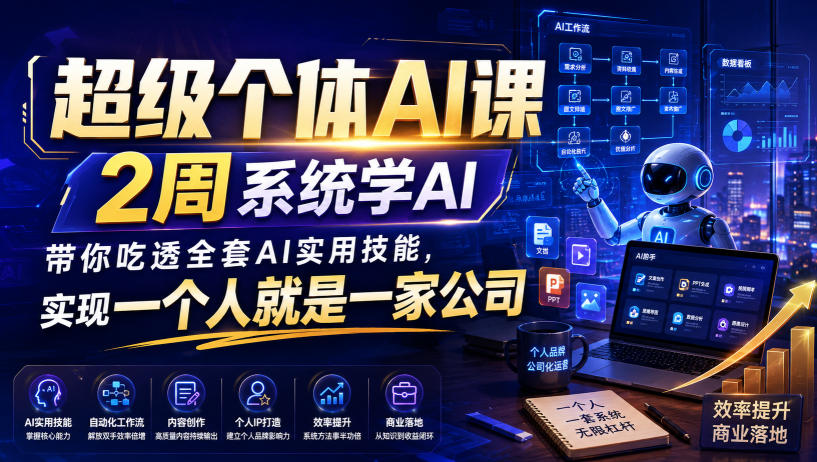 超级个体AI课，2周系统学AI，带你吃透全套AI实用技能，实现一个人就是一家公司-云网创