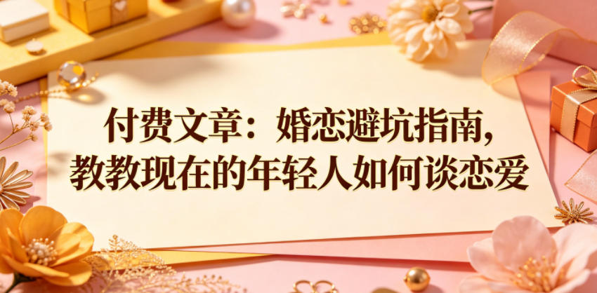 付费文章：婚恋避坑指南，教教现在的年轻人如何谈恋爱-云网创