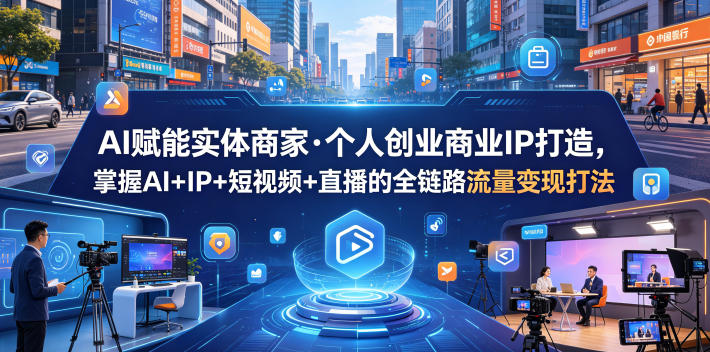 AI赋能实体商家·个人创业商业IP打造,掌握AI+IP+短视频+直播的全链路流量变现打法-云网创