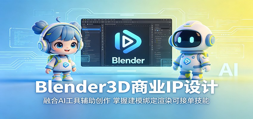Blender3D商业IP设计:融合AI工具辅助创作,掌握建模绑定渲染可接单技能-云网创