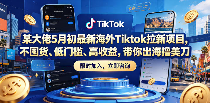 某大佬5月初最新海外Tiktok拉新项目,不囤货、低门槛、高收益,带你出海撸美刀-云网创