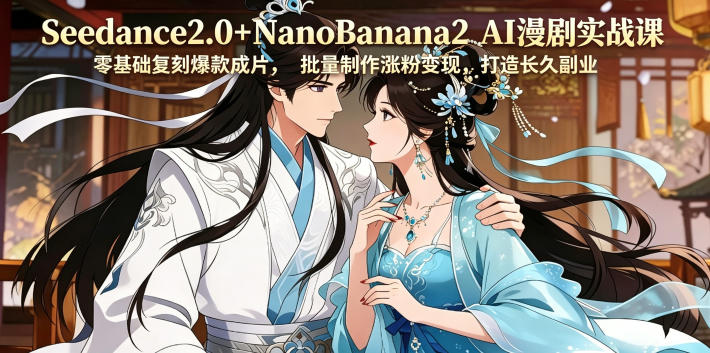 Seedance2.0+NanoBanana2 AI漫剧实战课，零基础复刻爆款成片涨粉变现，打造长久副业收益-云网创