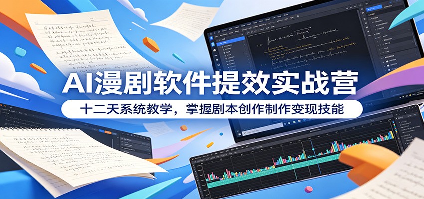 AI漫剧软件提效实战营：十二天系统教学，掌握剧本创作制作变现技能-云网创