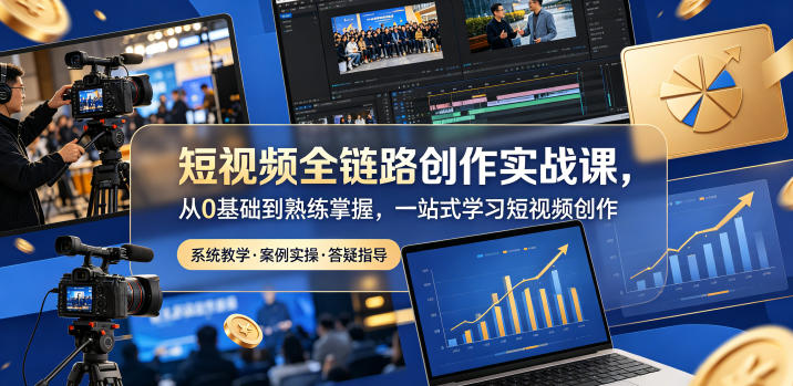 短视频全链路创作实战课,从0基础到熟练掌握,一站式学习短视频创作-云网创