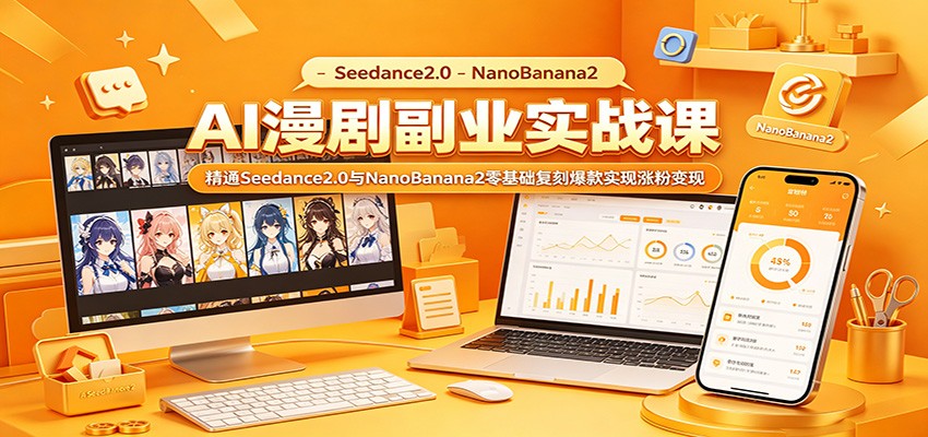 AI漫剧副业实战课:精通Seedance2.0与NanoBanana2零基础复刻爆款实现涨粉变现-云网创