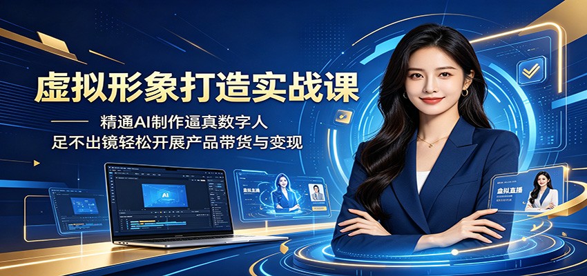 虚拟形象打造实战课:精通AI制作逼真数字人,足不出镜轻松开展产品带货与变现-云网创