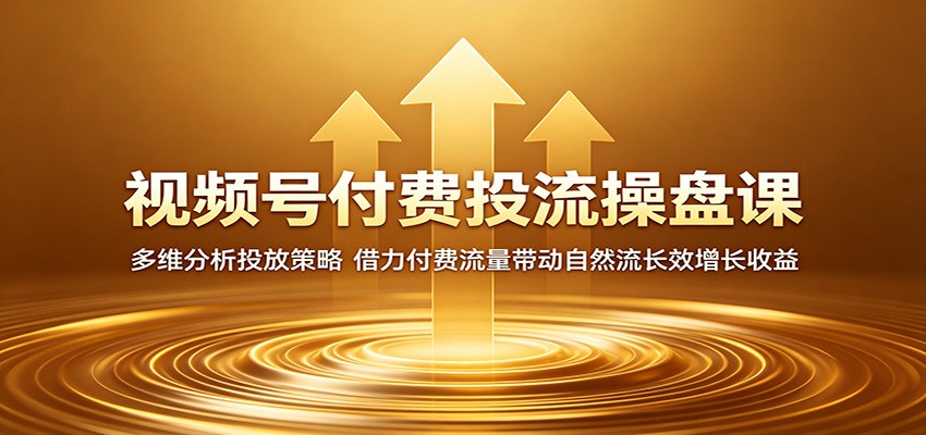 视频号付费投流操盘课：多维分析投放策略，借力付费流量带动自然流长效增长收益-云网创
