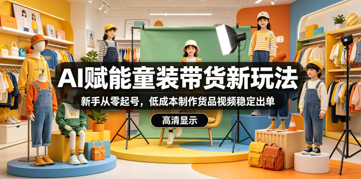 AI赋能童装带货新玩法,新手从零起号,低成本制作货品视频稳定出单