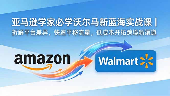 亚马逊卖家必学沃尔玛新蓝海实战课|拆解平台差异,快速平移流量,低成本开拓跨境新渠道-云网创