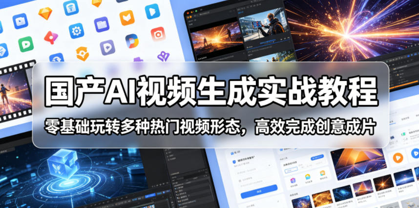 国产AI视频生成实战教程,零基础玩转多种热门视频形态,高效完成创意成片-云网创