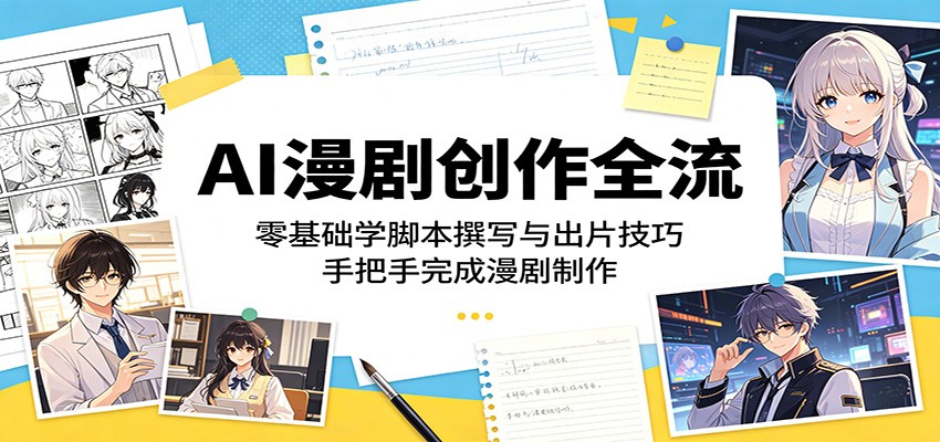 AI漫剧创作全流程:零基础学脚本撰写与出片技巧,手把手完成漫剧制作-云网创