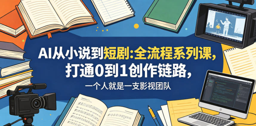 AI从小说到短剧全流程系列课,打通0到1创作链路,一个人就是一支影视团队-云网创