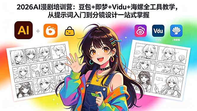 2026AI漫剧培训营：豆包+即梦+Vidu+海螺全工具教学，从提示词入门到分镜设计一站式掌握-云网创