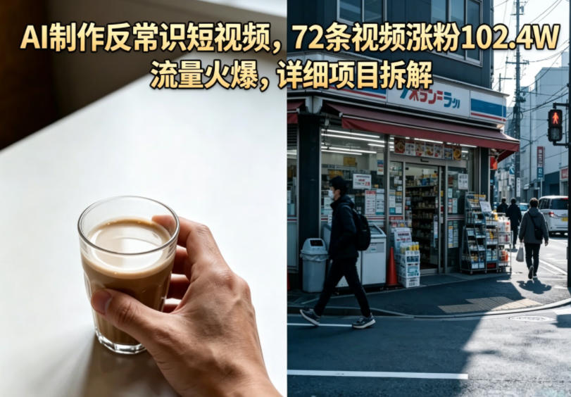 AI制作反常识短视频，72条视频涨粉102.4W，流量火爆，详细项目拆解-云网创
