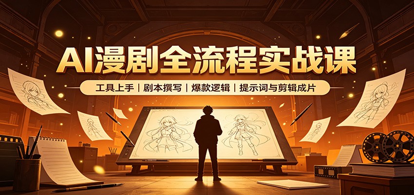 AI漫剧全流程实战课:工具上手、剧本撰写、爆款逻辑、提示词与剪辑成片-云网创