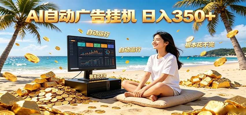 AI自动广告挂机 日入350+ 真正做到躺赚式变现，根本花不完！-云网创