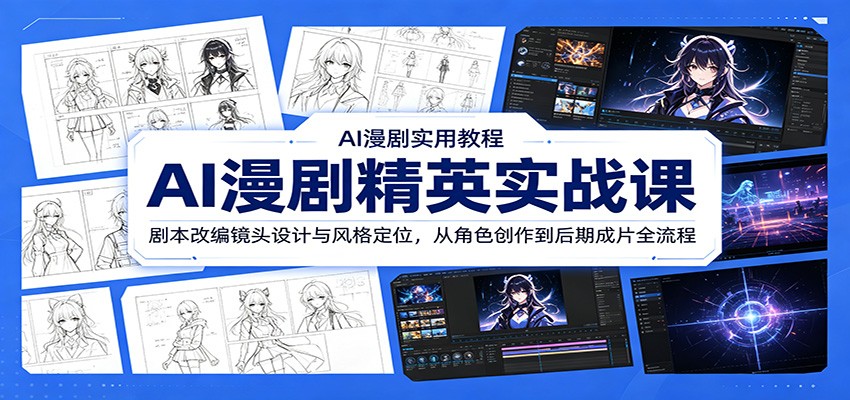 AI漫剧精英实战课：剧本改编镜头设计与风格定位，从角色创作到后期成片全流程-云网创