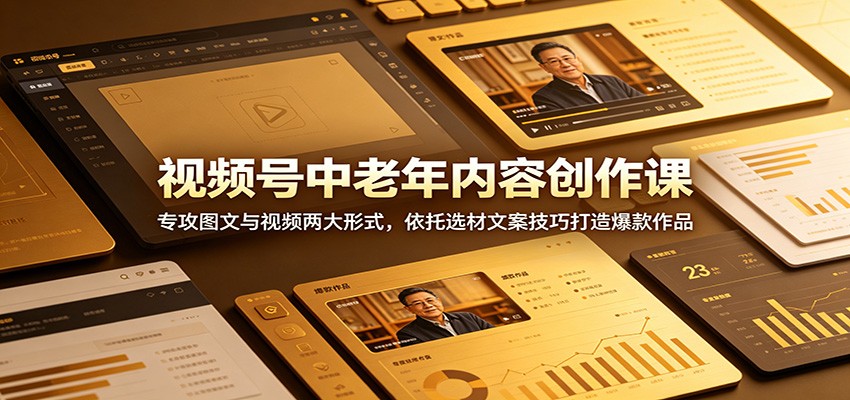 视频号中老年内容创作课：专攻图文与视频两大形式，依托选材文案技巧打造爆款作品-云网创