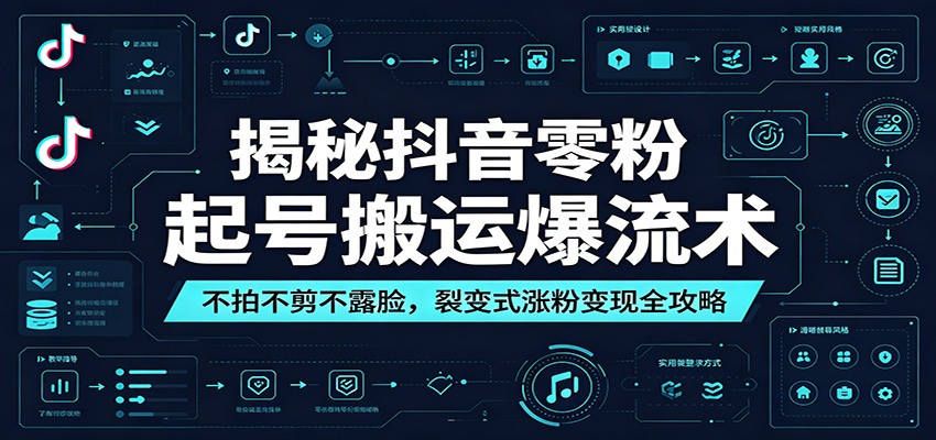 揭秘抖音零粉起号搬运爆流术：不拍不剪不露脸，裂变式涨粉变现全攻略-云网创