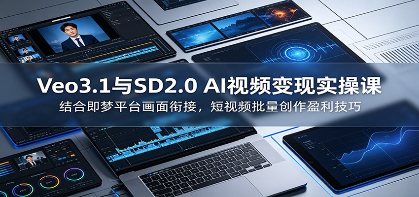 Veo3.1与SD2.0 AI视频变现实操课课：结合即梦平台画面衔接，短视频批量创作盈利技巧-云网创
