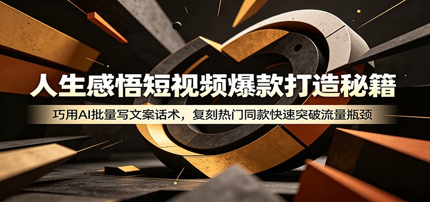 人生感悟短视频爆款打造秘籍：巧用A 批量写文案话术，复刻热门同款快速突破流量瓶颈-云网创