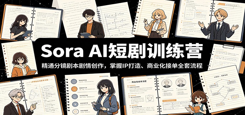 Sora AI短剧训练营：精通分镜剧本剧情创作，掌握IP打造、商业化接单全套流程-云网创