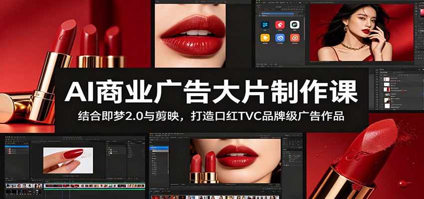 AI商业广告大片制作课：结合即梦2.0与剪映，打造口红TVC品牌级广告作品-云网创
