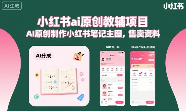 小红书ai原创教辅项目,AI原创制作小红书笔记主图,售卖资料(更新)