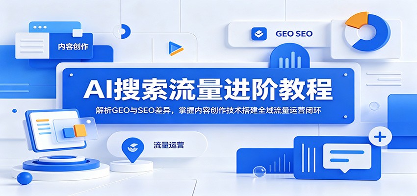 AI搜索流量进阶教程：解析GEO与SEO差异，掌握内容创作技术搭建全域流量运营闭环-云网创