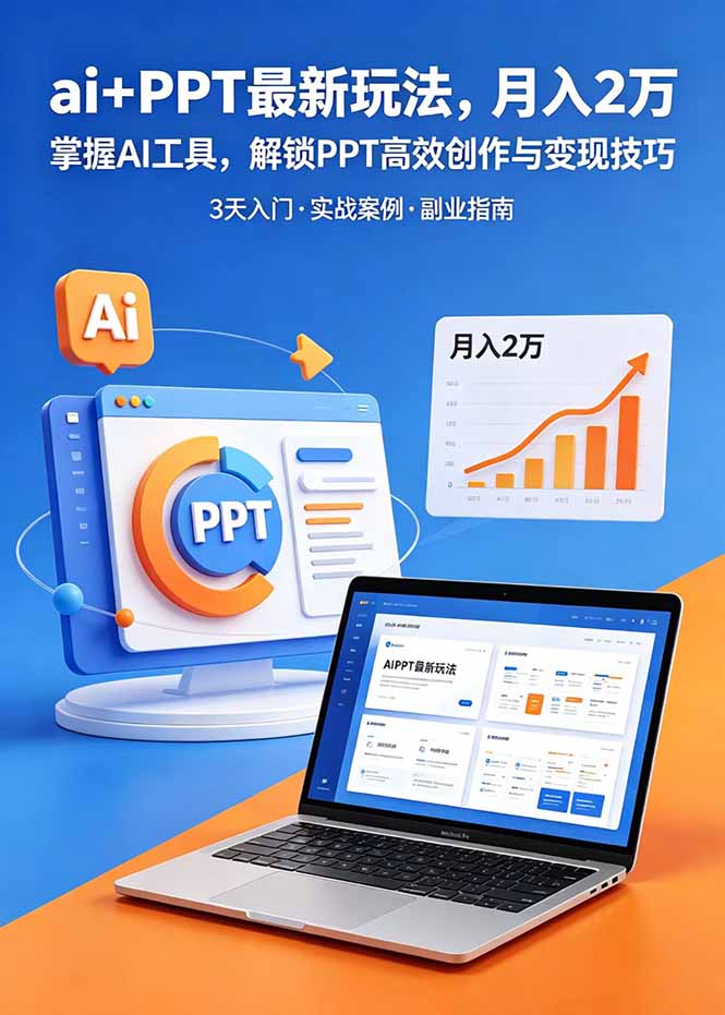 ai+PPT最新玩法，月入2万掌握AI工具，解锁PPT高效创作与变现技巧3天入门，实战案例·副业指南-云网创