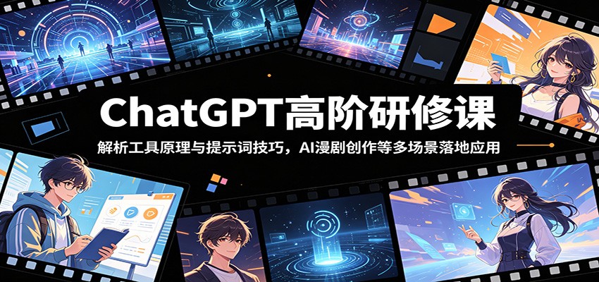 ChatGPT高阶研修课:解析工具原理与提示词技巧,AI漫剧创作等多场景落地应用-云网创